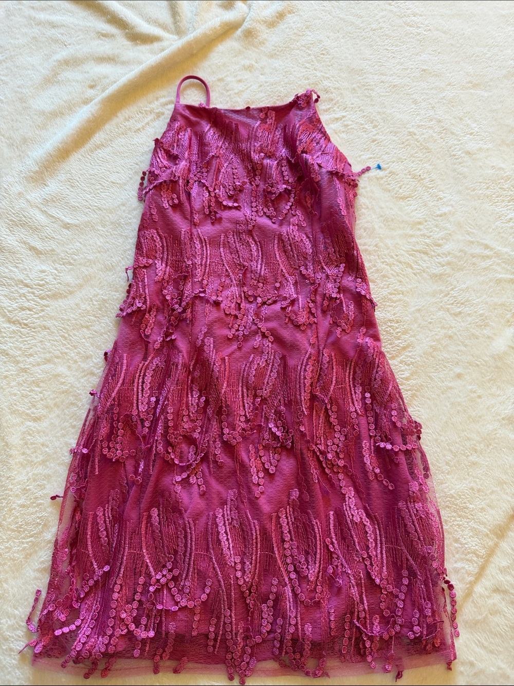 Lulu's Magenta Mini Dress with tie back.